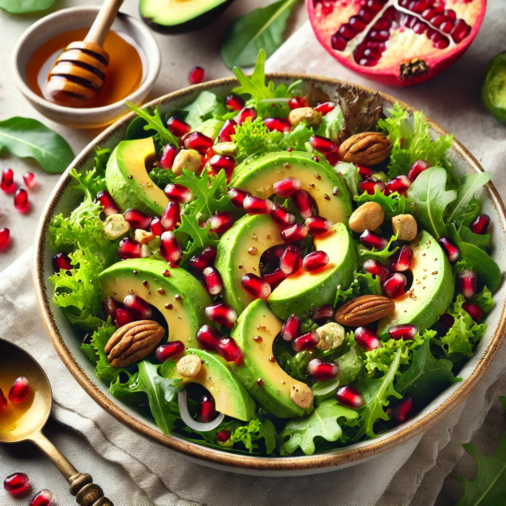 Finished Pomegranate and Avocado Salad